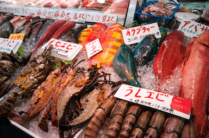 Färsk fisk på Okinawa